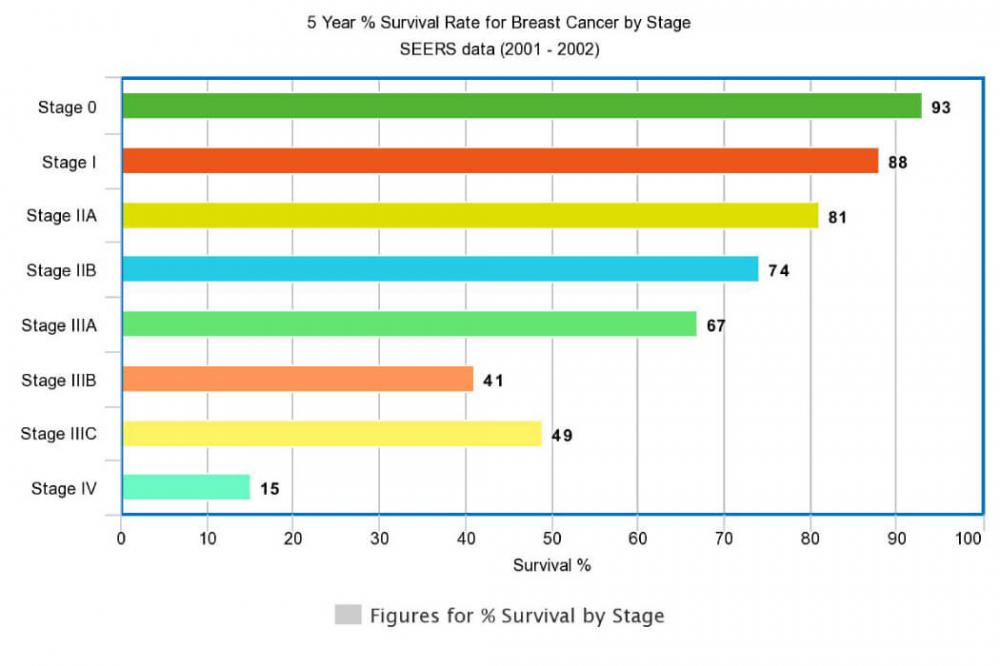 Tiên lượng khả năng sống của bệnh nhân ung thư vú theo từng giai đoạn